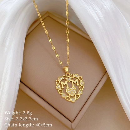 Fashion Geometric Titanium Steel Copper Plating Artificial Diamond Necklace