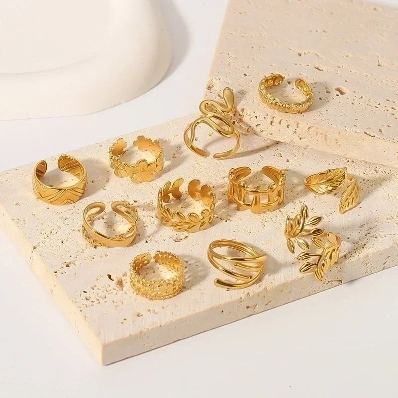 Stainless Steel 18K Gold Plated Modern Style Plating Geometric Open Rings