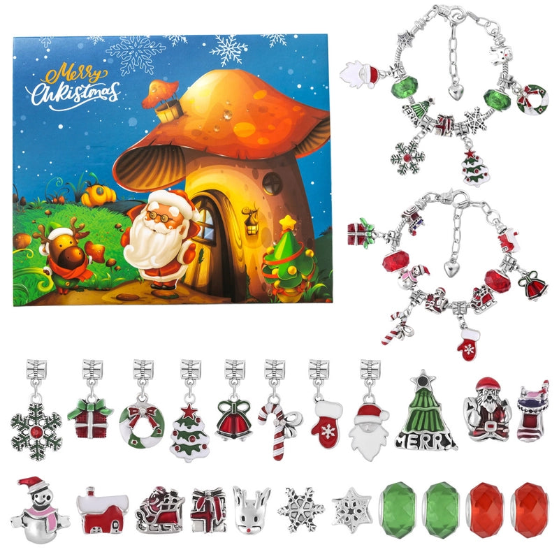 New Christmas Blind Box Set Snowflake Oil Drop Beaded Bracelet Cute Christmas Old Man Bell Christmas Tree Accessories