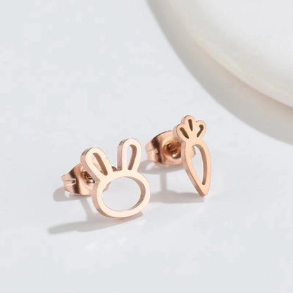 1 Pair Fashion Bunny Ears 304 Stainless Steel 18K Gold Plated Ear Studs