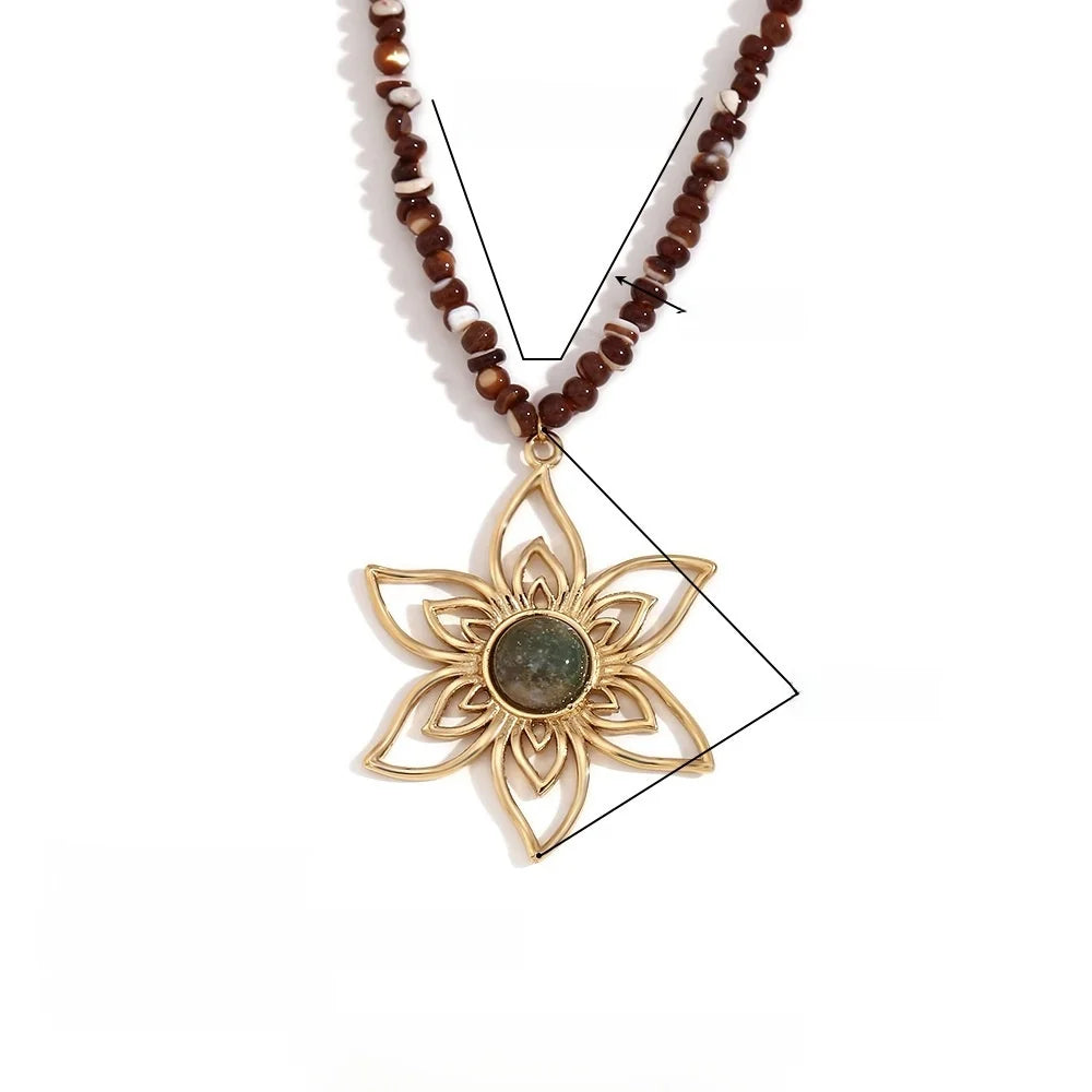 Fashion Petal Flower Stainless Steel Electroplating Necklaces