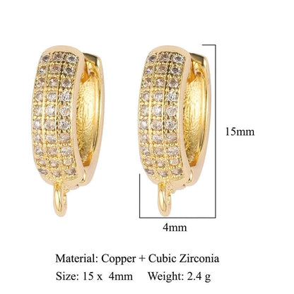 1 Pair Minimalist Solid Color Inlay Copper Zircon Earrings