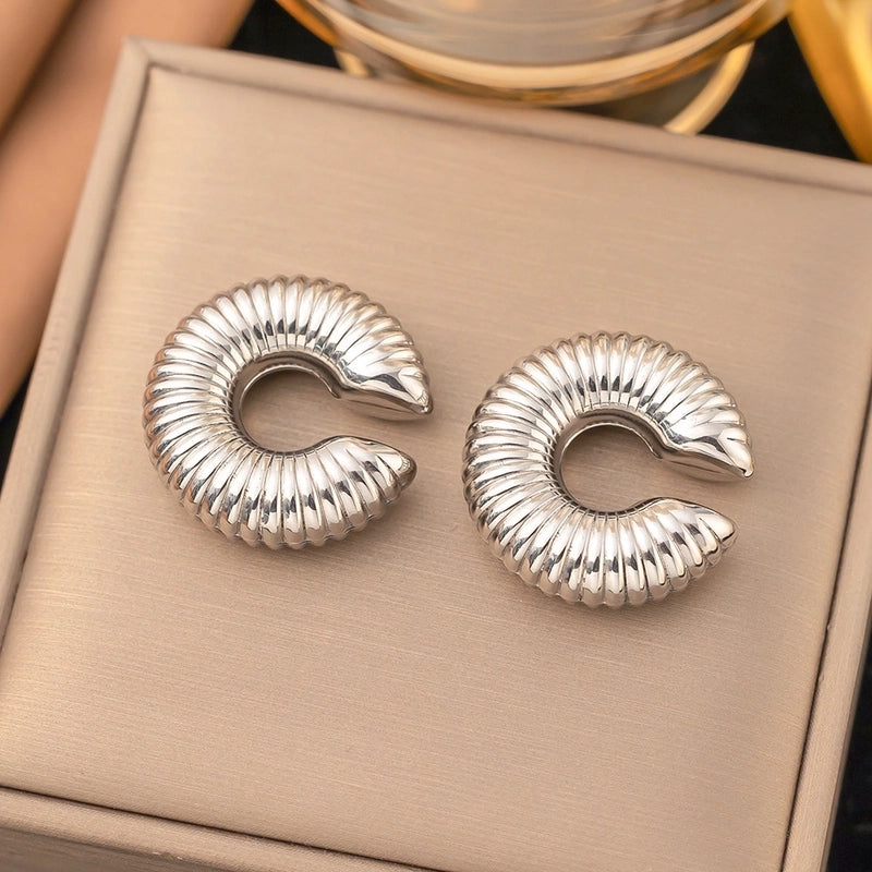 1 Pair Casual Minimalist Geometric Inlay Titanium Steel Pearl Zircon Ear Cuffs Earrings Ear Studs