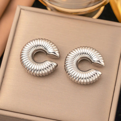 1 Pair Casual Minimalist Geometric Inlay Titanium Steel Pearl Zircon Ear Cuffs Earrings Ear Studs