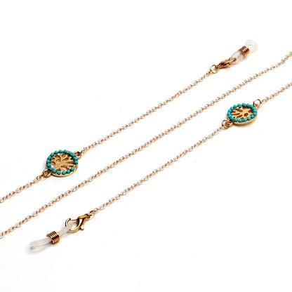 Fashionable Simple Turquoise Life Tree Golden Color-protection Chain Glasses Rope Anti-lost Metal Glasses Chain