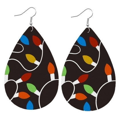 1 Pair Minimalist Classic Style Streetwear Christmas Tree Water Droplets Snowflake Pu Leather Drop Earrings
