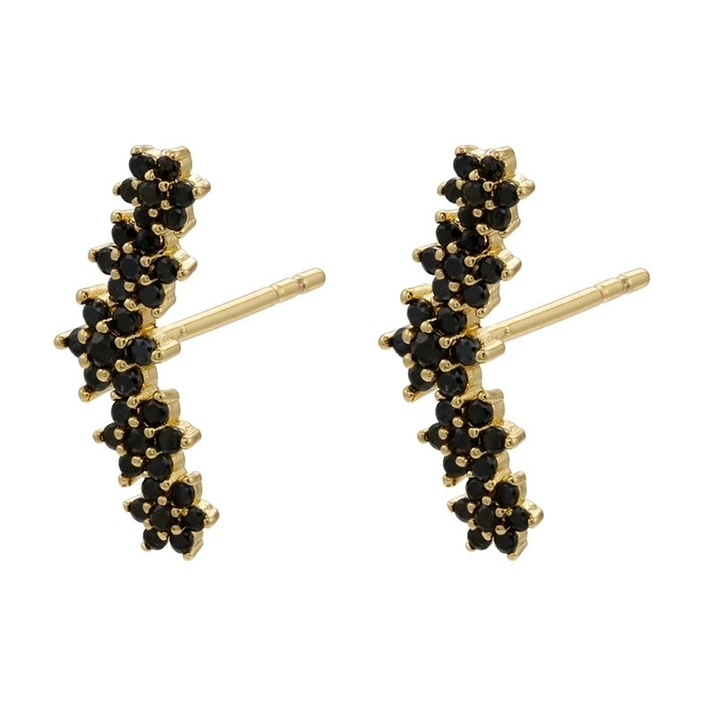 Cute Geometric Moon Flower Copper Artificial Gemstones Copper Earrings