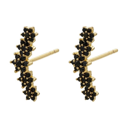 Cute Geometric Moon Flower Copper Artificial Gemstones Copper Earrings