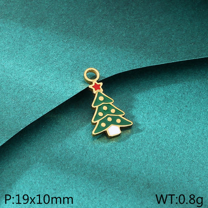 Diy Christmas Elements Oil Drop Stainless Steel Accessories Pendant Christmas Tree Santa Claus Snowman Reindeer