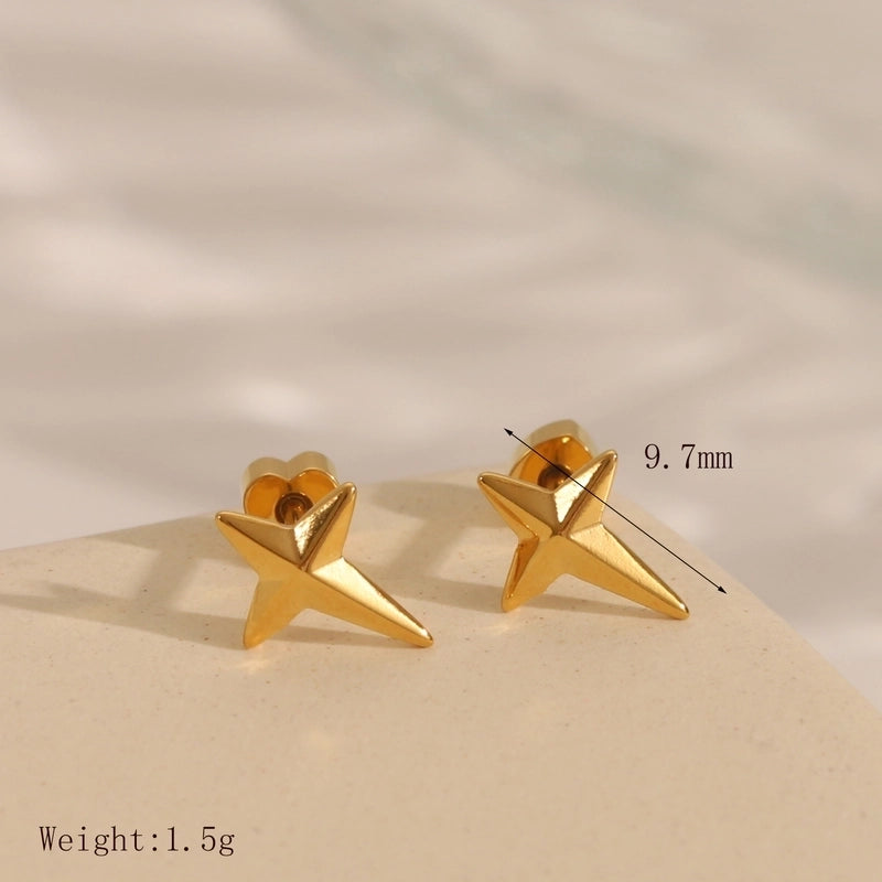 1 Pair IG Style Minimalist Commute Star Heart Shape Flower 304 Stainless Steel 14K Gold Plated Ear Studs