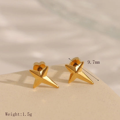 1 Pair IG Style Minimalist Commute Star Heart Shape Flower 304 Stainless Steel 14K Gold Plated Ear Studs