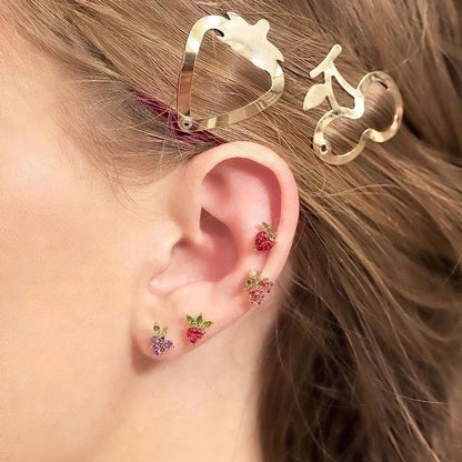 Ear Cartilage Rings & Studs Fashion Fruit Brass Artificial Gemstones