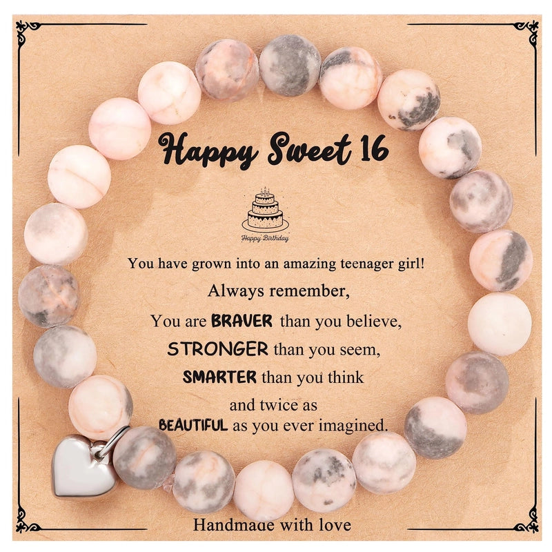 New Natural Stone Beaded Bracelet Birthday Christmas Gift Emperor Stone Powder Zebra Bracelet