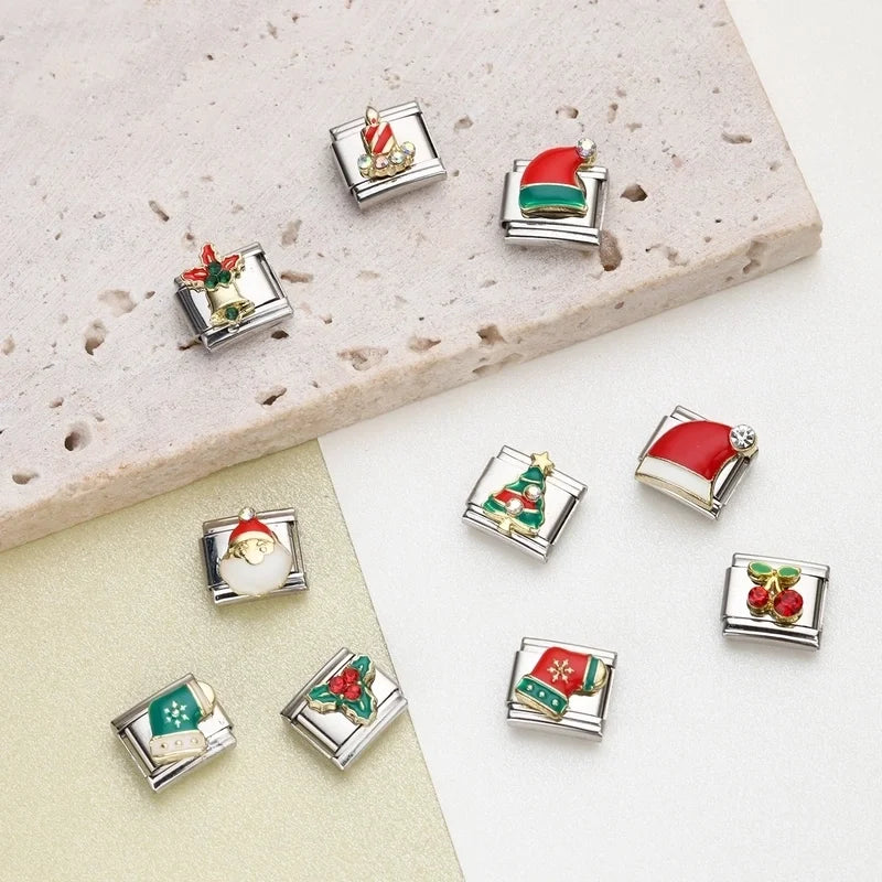 1 Piece 9*10mm 201 Stainless Steel Christmas Tree Santa Claus Christmas Socks Jewelry Accessories