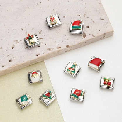 1 Piece 9*10mm 201 Stainless Steel Christmas Tree Santa Claus Christmas Socks Jewelry Accessories