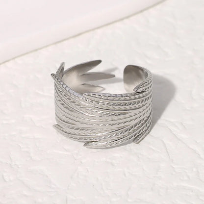 Open Ring Feather Stainless Steel Electroplating Rings
