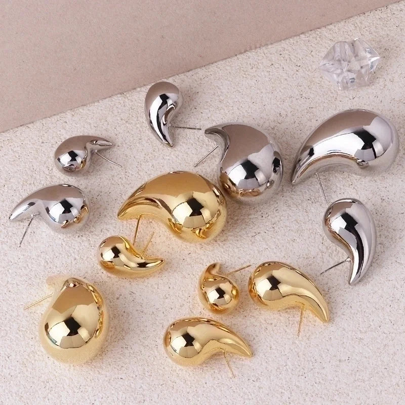 1 Pair Retro Lady Water Droplets Plating Copper Ear Studs