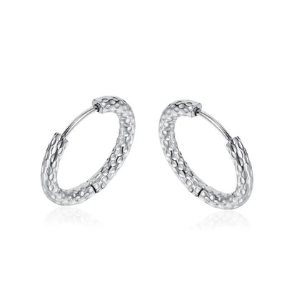 1 Pair Minimalist Classic Style Circle Patchwork 304 Stainless Steel Hoop Earrings
