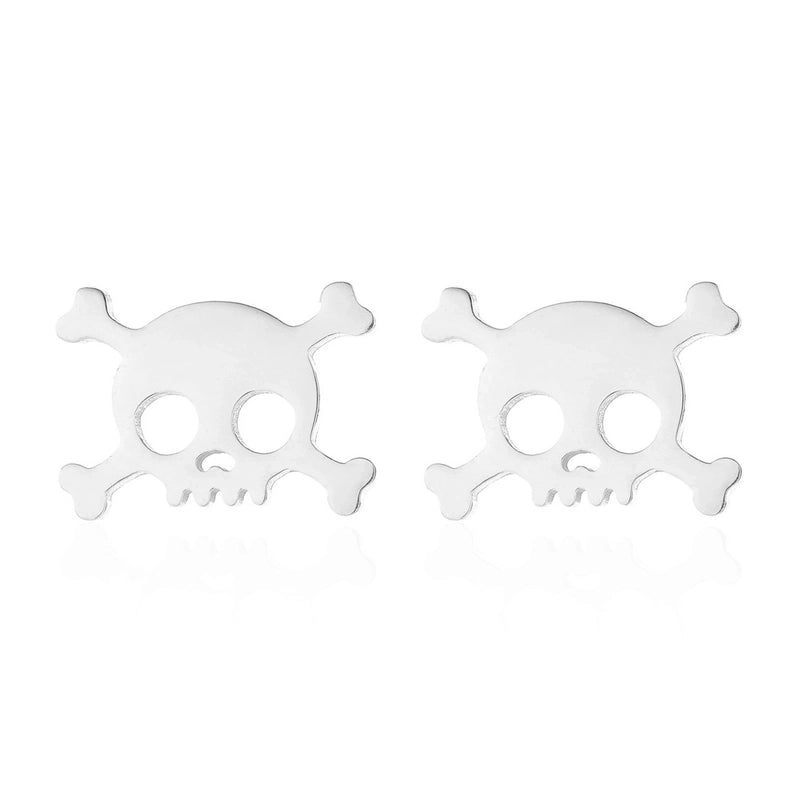 Unisex Minimalist Skull Stainless Steel No Inlaid Ear Studs Stainless Steel Earrings