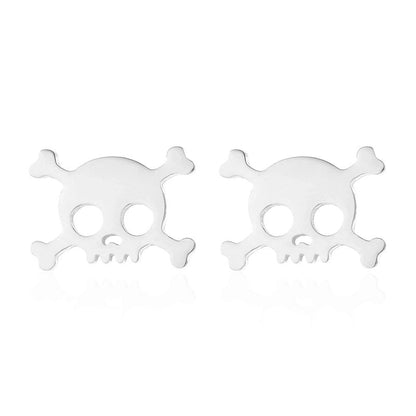 Unisex Minimalist Skull Stainless Steel No Inlaid Ear Studs Stainless Steel Earrings