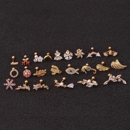 Ear Cartilage Rings & Studs Animal 316L Stainless Steel Copper