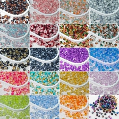 50 PCS/Package Diameter 10mm Diameter 8mm Glass Crackle Glass Beads Round Jewelry Accessories