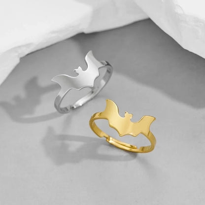 Funny Sweet Pastoral Star Bat Butterfly 201 Stainless Steel 18K Gold Plated Polishing Open Rings