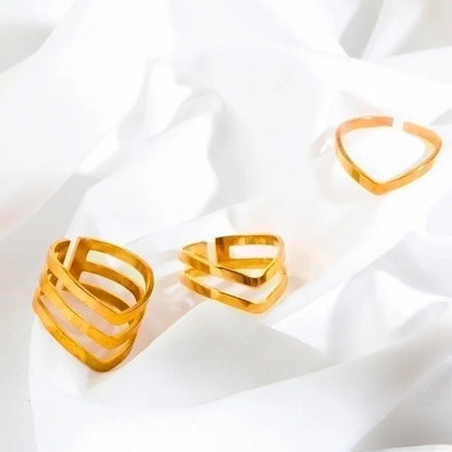 Minimalist Geometric Stainless Steel Open Rings