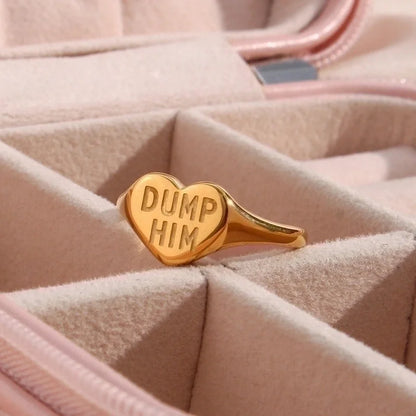 Fashion Letter 304 Stainless Steel No Inlaid 18K Gold Plated Rings