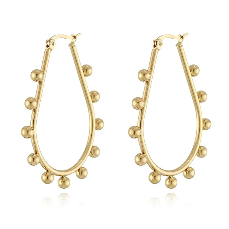 Fashion Triangle Round Square Stainless Steel Plating Earrings 1 Pair