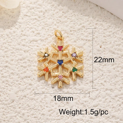 1 Piece 12*17mm 15 * 20mm 18 * 22mm Copper Christmas Tree Flower Snowflake Jewelry Accessories Pendant