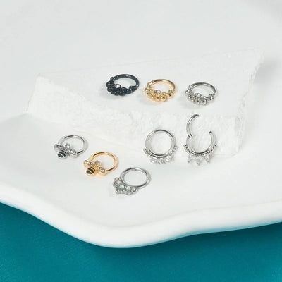 2 Pieces Nose Rings & Studs Modern Style Minimalist Shiny Water Droplets 304 Stainless Steel Copper Plating Inlay Synthetic Opal Rhinestones Zircon 18K Gold Plated