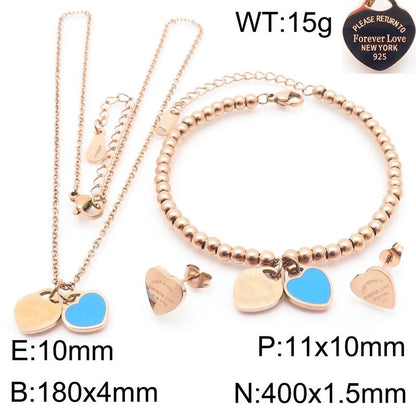 Minimalist Heart Shape 304 Stainless Steel 18K Gold Plated Jewelry Set