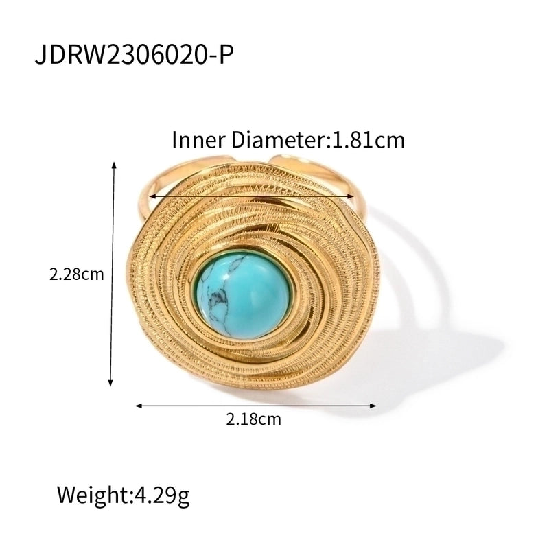 Elegant Vintage Style Geometric 304 Stainless Steel Turquoise Plating Rings Earrings Necklace