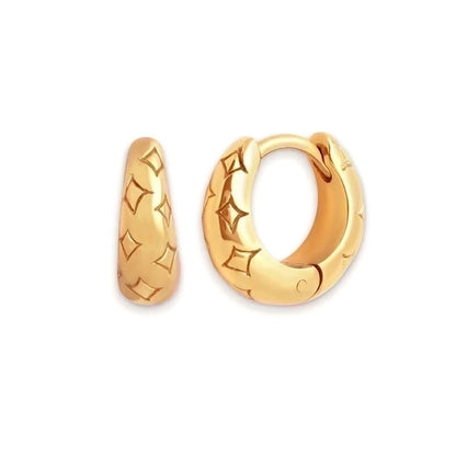 1 Pair Retro Round Copper Zircon Hoop Earrings