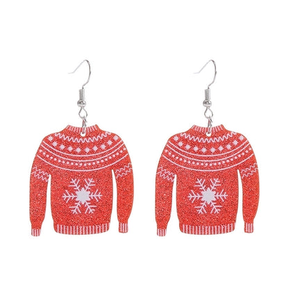 1 Pair Fashion Snowflake Printing Arylic Drop Earrings