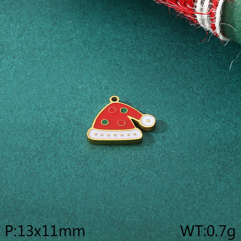 Diy Christmas Elements Oil Drop Stainless Steel Accessories Pendant Christmas Tree Santa Claus Snowman Reindeer