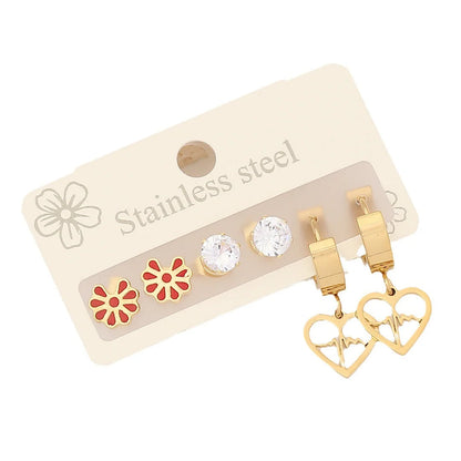 Fashion Heart Stainless Steel Electroplating Earrings