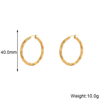 1 Pair Vintage Style Minimalist Round Plating 304 Stainless Steel 18K Gold Plated Hoop Earrings