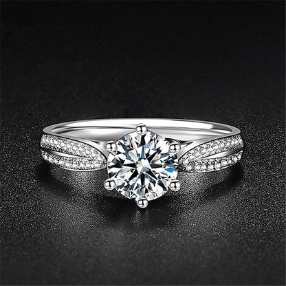 Fashion Round Copper Plating Inlay Artificial Diamond Rings 1 Piece