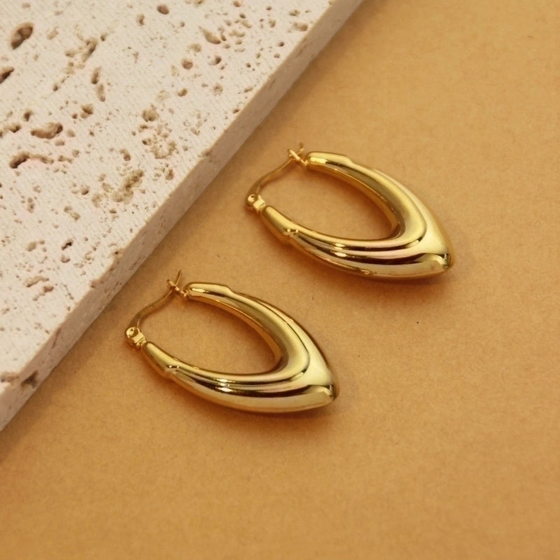 1 Pair Retro Minimalist C Shape U Shape Solid Color Plating Titanium Steel 18k Gold Plated Earrings