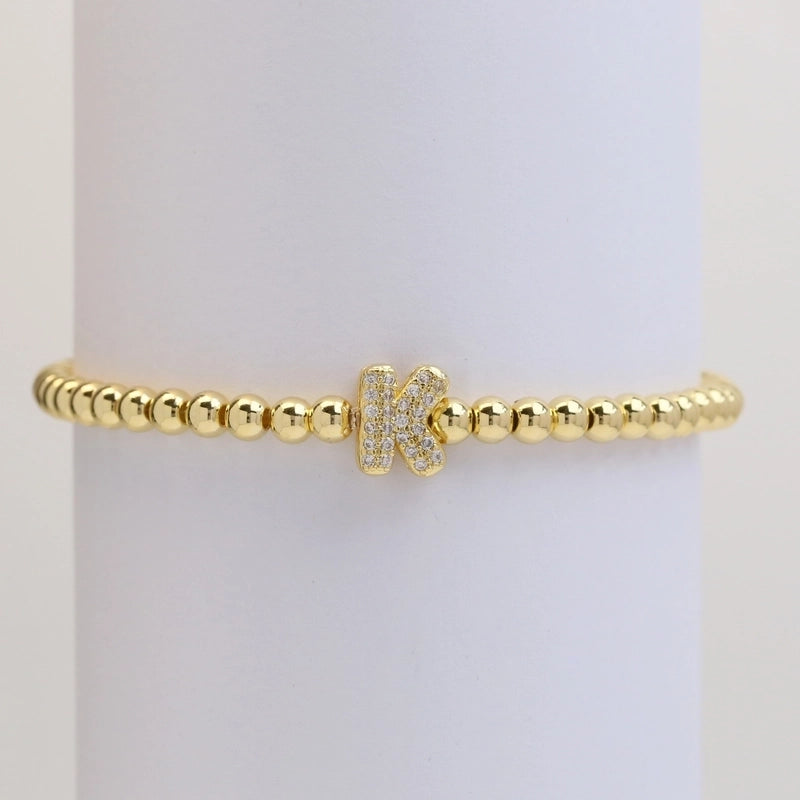 Xi Yin Hot Sale Brass Micro-Inlaid Bubble Balloon Diy26 English Letters Copper Bead Beaded Elastic Wire Bracelet