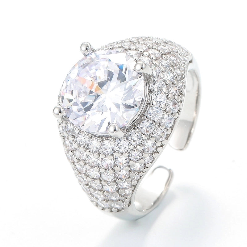 Fashion Colored Zircon Micro-inlaid Copper Ring