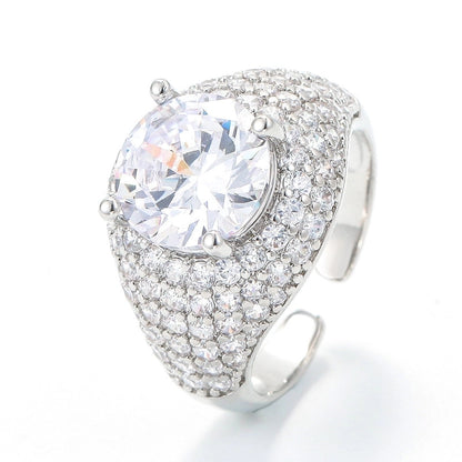 Fashion Colored Zircon Micro-inlaid Copper Ring