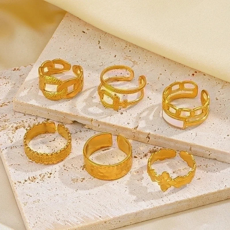 304 Stainless Steel 18K Gold Plated IG Style Plating Cross Open Rings