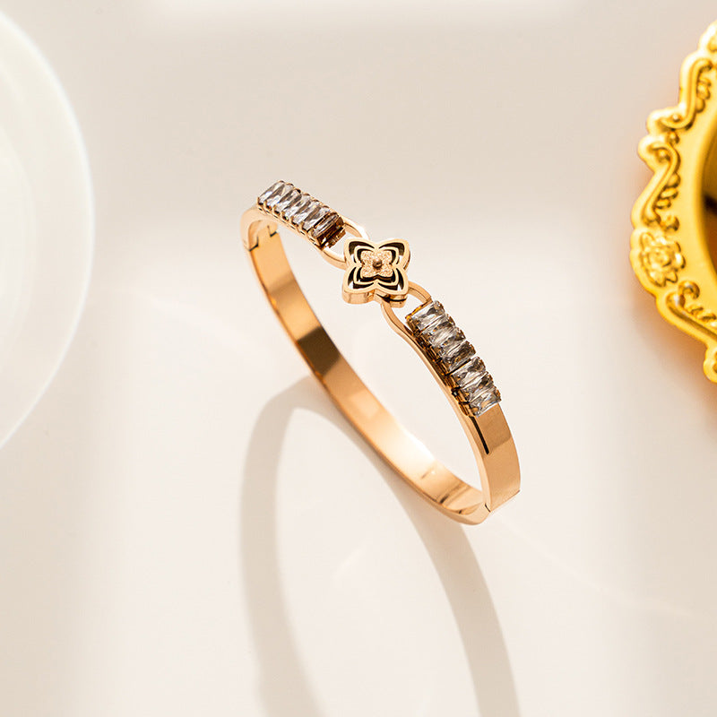 Moderate Luxury Stainless Steel 18K Gold Plated Bangles