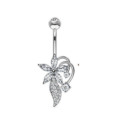 1 Piece Belly Rings Minimalist Heart Shape Wings Butterfly 316L Stainless Steel Copper Inlay Zircon