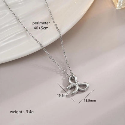 Stainless Steel 18K Gold Plated Minimalist Polishing Plating Star Heart Shape Bow Knot Pendant Necklace