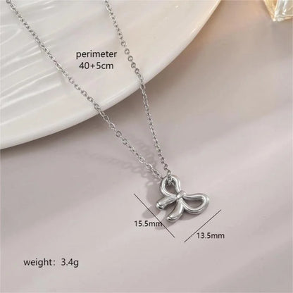 Stainless Steel 18K Gold Plated Minimalist Polishing Plating Star Heart Shape Bow Knot Pendant Necklace