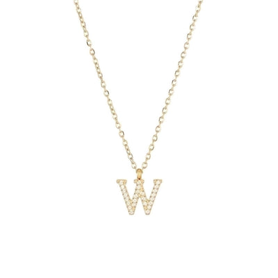 Minimalist Letter 304 Stainless Steel Zircon 16K Gold Plated White Gold Plated Plating Inlay Pendant Necklace
